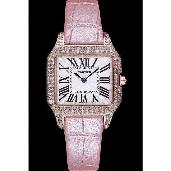 Cartier Santos 100 Diamond Rose Gold Bezel 621915