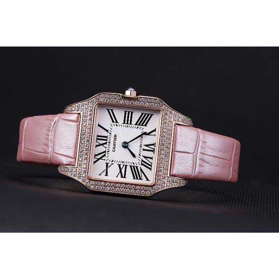 Cartier Santos 100 Diamond Rose Gold Bezel 621915