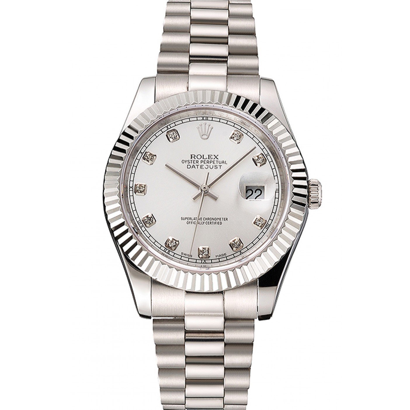 Swiss Rolex Datejust Silver Dial Stainless Steel Case And Bracelet