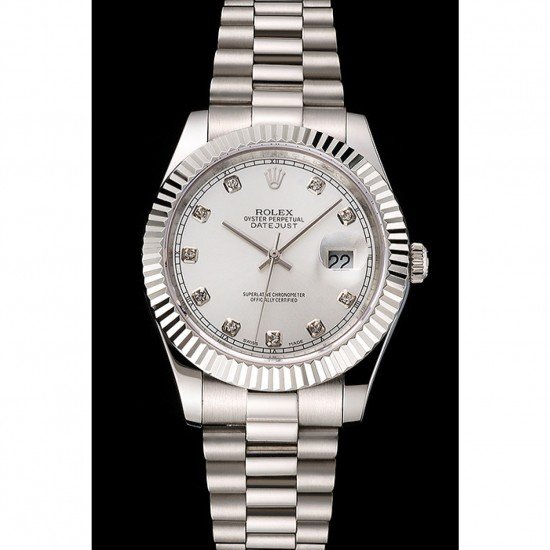 Swiss Rolex Datejust Silver Dial Stainless Steel Case And Bracelet