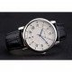 Cartier Rotonde Date White Dial Stainless Steel Case Black Leather Strap