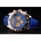 Breitling Chronomat Blue Dial Rose Gold Bezel And Subdials Stainless Steel Case Blue Leather Strap