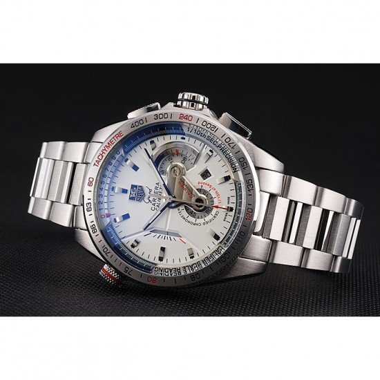 Tag Heuer Carrera Tachymeter Bezel White Dial Stainless Steel Strap