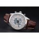 Breitling Transocean Chronograph Unitime White Dial Stainless Steel Case Brown Leather Bracelet 622244