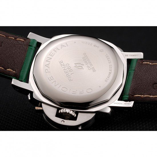 Panerai Radiomir White Dial Stainless Steel Case Green Leather Strap 1453804