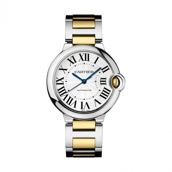 Swiss Ballon Bleu de Cartier watch, 36 mm, 18K gold and steel