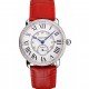 Cartier Ronde Louis Cartier White Dial Stainless Steel Case Diamond Bezel Red Leather Strap