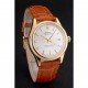 Swiss Rolex Datejust White Dial Gold Case Light Brown Leather Strap