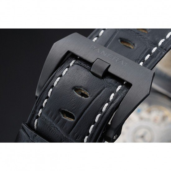 Panerai Luminor Black Ionized Stainless Steel Case Black Dial Black Leather Strap 98162
