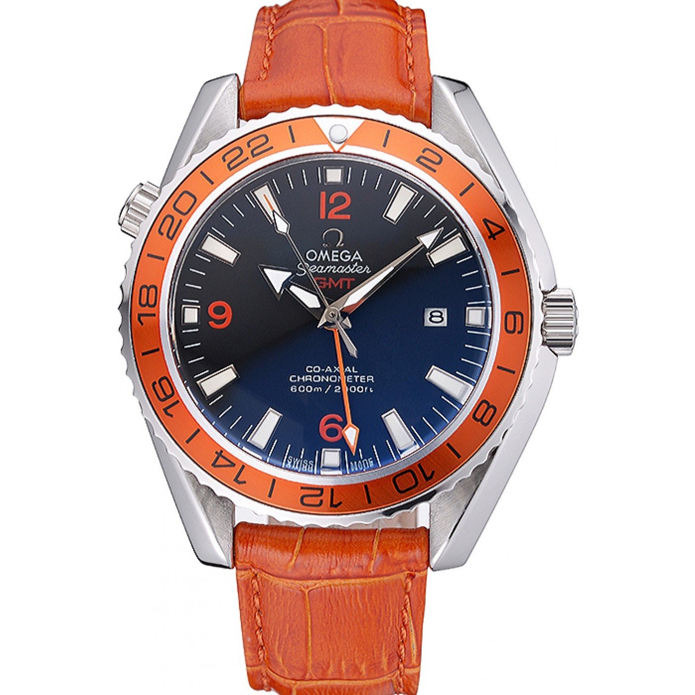 Omega Seamaster Planet Ocean GMT Orange Dial Orange Leather Band 622395