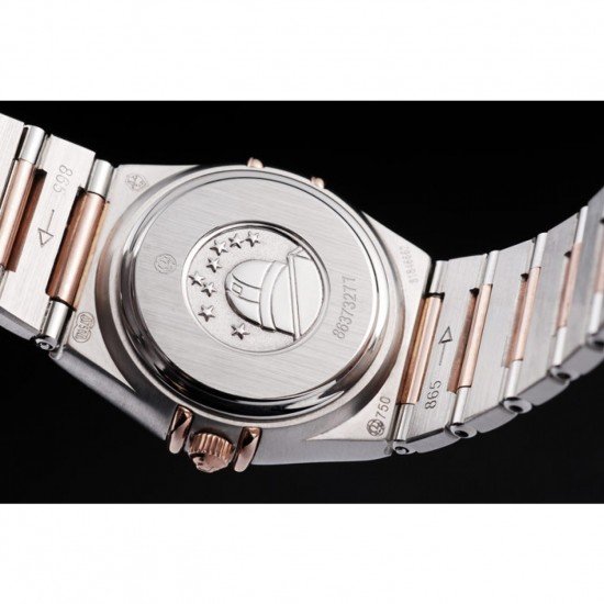 Omega Swiss Constellation Jewelry Rose Gold Case Small Radial Emblem White Dial