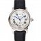 Swiss Cartier Rotonde Annual Calendar White Dial Stainless Steel Case Black Leather Strap