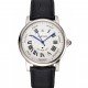 Swiss Cartier Rotonde Annual Calendar White Dial Stainless Steel Case Black Leather Strap