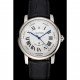 Swiss Cartier Rotonde Annual Calendar White Dial Stainless Steel Case Black Leather Strap