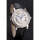 Swiss Cartier Rotonde Annual Calendar White Dial Stainless Steel Case Black Leather Strap