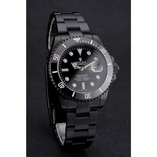Swiss Rolex Submariner Date Black Dial And Bezel Black PVD Case And Bracelet