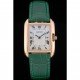 Cartier Tank Anglaise 30mm White Dial Gold Case Green Leather Bracelet