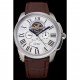 Cartier Calibre Tourbillon White Dial Stainless Steel Case Brown Leather Strap 622750