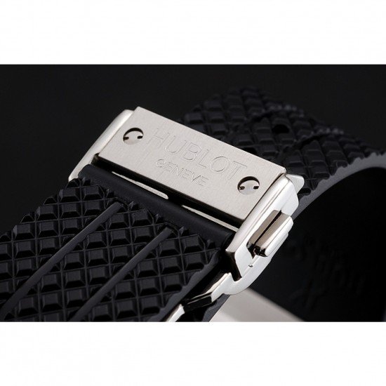 Swiss Hublot Big Bang Carbon Effect Dial Silver Case Black Rubber Bracelet 1453899