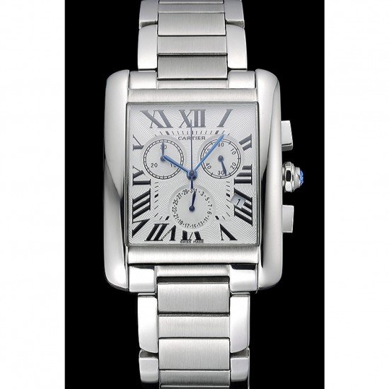 Cartier Tank MC White Dial Stainless Steel Case And Bracelet 622697