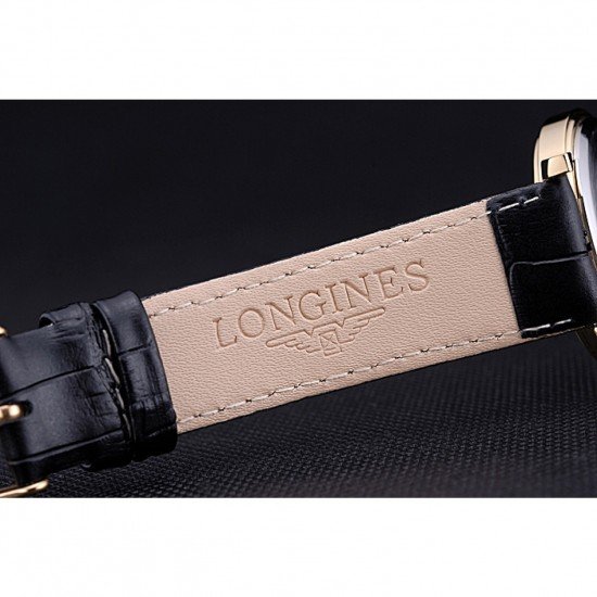 Longines La Grande Classique Round White Dial Gold Case Black Leather Band 622382