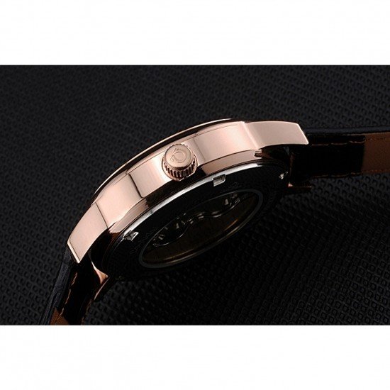 Omega DeVille Prestige Small Seconds Black Dial Gold Case Black Leather Bracelet 622602