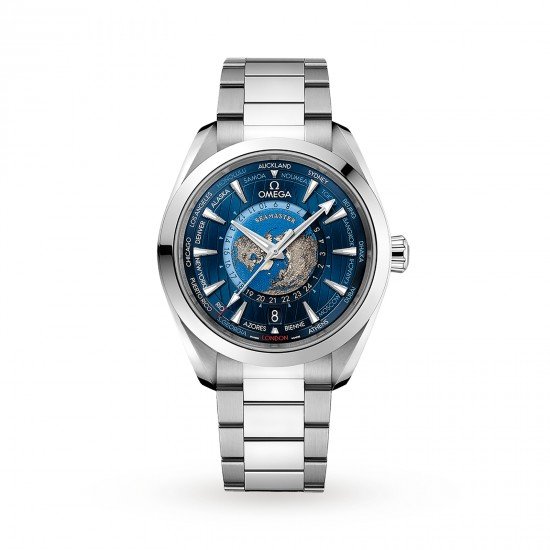 Swiss Omega Seamaster Aqua Terra 150m Co-Axial GMT Worldtimer 43mm Mens Watch O22010432203001