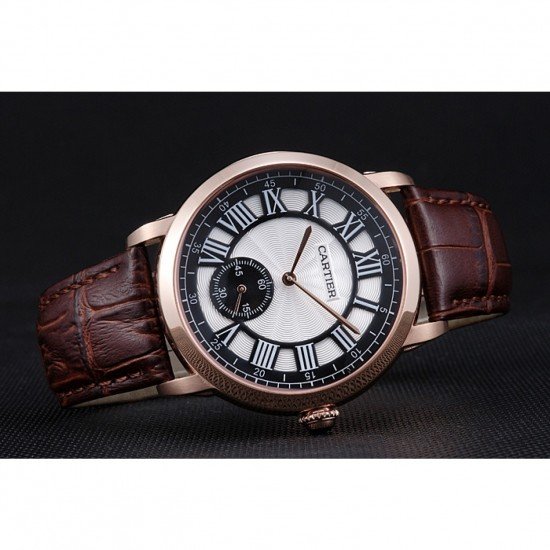 Cartier Ronde Louis White Dial Brown Leather Strap 621976