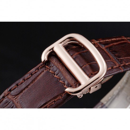 Cartier Ronde Louis White Dial Brown Leather Strap 621976