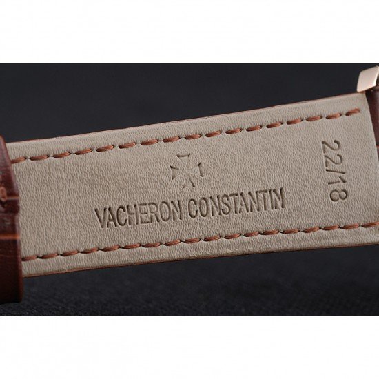 Vacheron Constantin Tourbillion Power Reserve White Dial Gold Case Brown Leather Bracelet 1454274