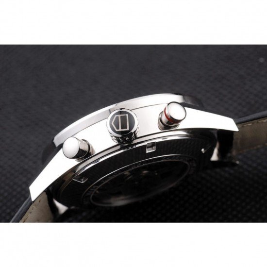 Tag Heuer Swiss Carrera Tachymeter Bezel Black Leather Strap Checkered Brown Dial