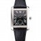 Swiss Cartier Tank MC Black Dial Stainless Steel Case Black Leather Strap