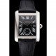 Swiss Cartier Tank MC Black Dial Stainless Steel Case Black Leather Strap