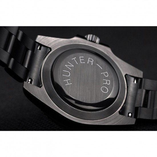 Rolex Swiss GMT Master II Pro-Hunter Black Steel Strap Black Dial