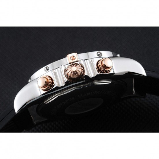 Breitling Chronomat Rose-Gold Highlight Ribbed Black Rubber Strap White Dial