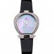 Omega Ladies Watch Pearl Dial Stainless Steel Case With Diamonds Black Leather Strap 622828
