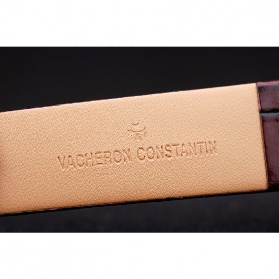 Vacheron Constantin Patrimony White Dial Rose Gold Case Rich Maroon Leather Bracelet