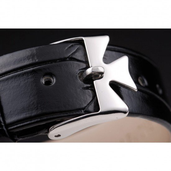 Vacheron Constantin Patrimony White Stainless Steel Case Black Leather Bracelet