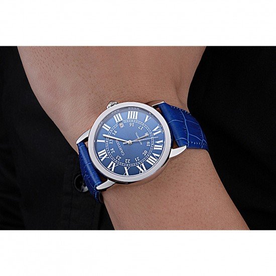 Swiss Cartier Ronde Solo Stainless Steel Case Blue Dial Roman Numerals 622193