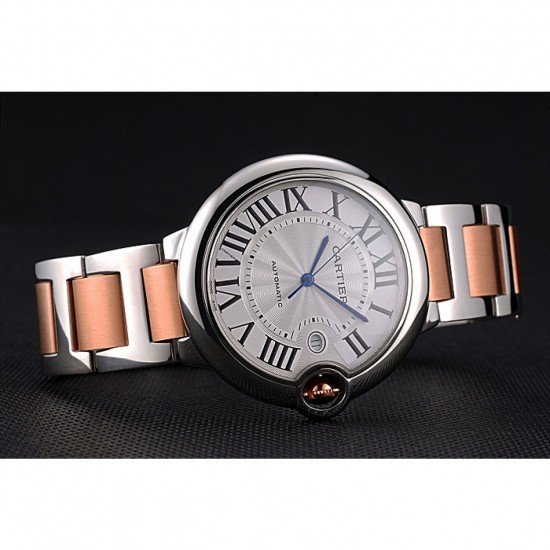 Swiss Cartier Ballon Bleu 42mm Silver Dial Stainless Steel Case Two Tone Rose Gold Bracelet 622875