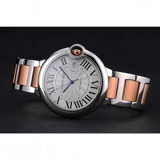 Swiss Cartier Ballon Bleu 42mm Silver Dial Stainless Steel Case Two Tone Rose Gold Bracelet 622875