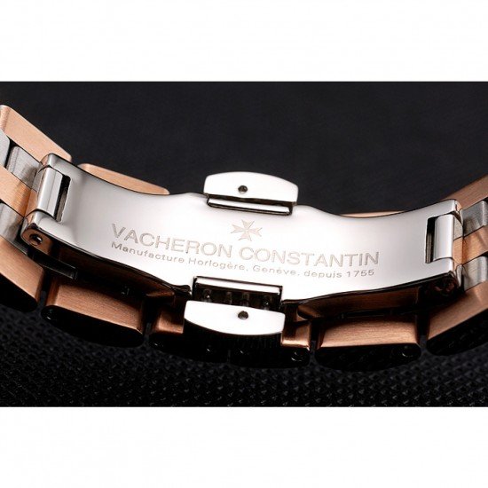 Swiss Vacheron Constantin Patrimony Traditionnelle Chronograph Black Dial Rose Gold Case Two Tone Bracelet 1453758