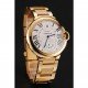 Swiss Cartier Ballon Bleu Two Timezone White Dial Gold Case Gold Bracelet 1453873