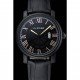 Cartier Rotonde Black Dial Black Case Black Leather Bracelet 1454218