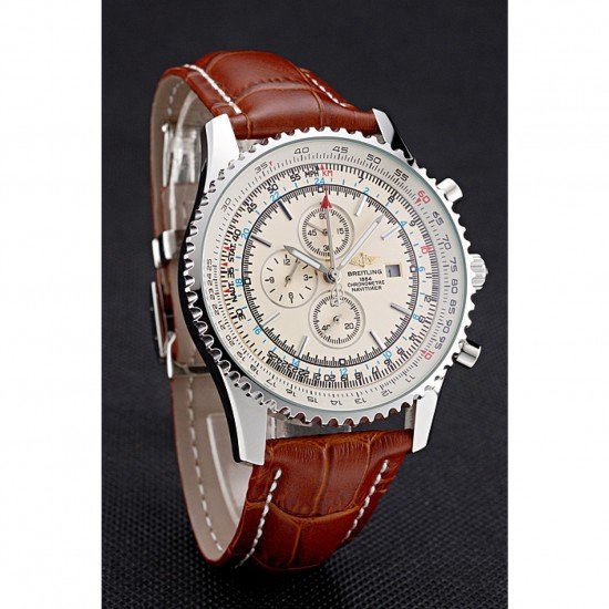 Breitling Navitimer World White Dial Brown Leather Bracelet 622514