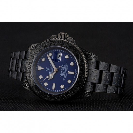 Swiss Rolex Submariner Skull Limited Edition Blue Dial All Black Case And Bracelet 1454084