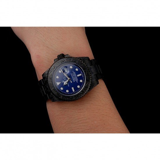 Swiss Rolex Submariner Skull Limited Edition Blue Dial All Black Case And Bracelet 1454084