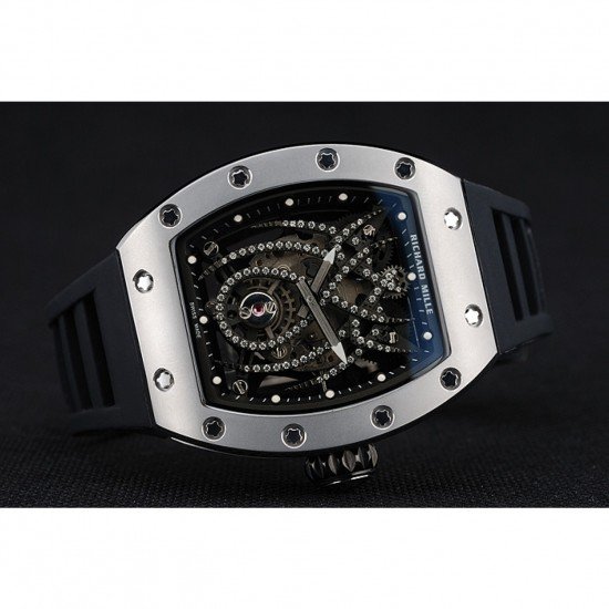 Richard Mille Tourbillion Spider RM 19-01 Silver Case Black Rubber Bracelet 1454256