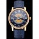 Swiss Cartier Rotonde Small Complication Blue Dial Gold Diamond Case Blue Leather Strap