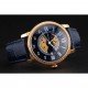 Swiss Cartier Rotonde Small Complication Blue Dial Gold Diamond Case Blue Leather Strap